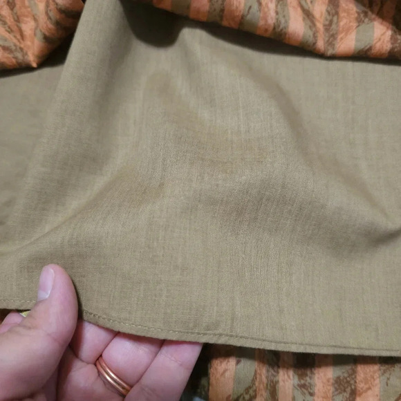 LIZ & CO Rust Brown Geometric Leaf Abstract Fall Skirt 100% Cotton, Lined, 10 - Picture 9 of 13